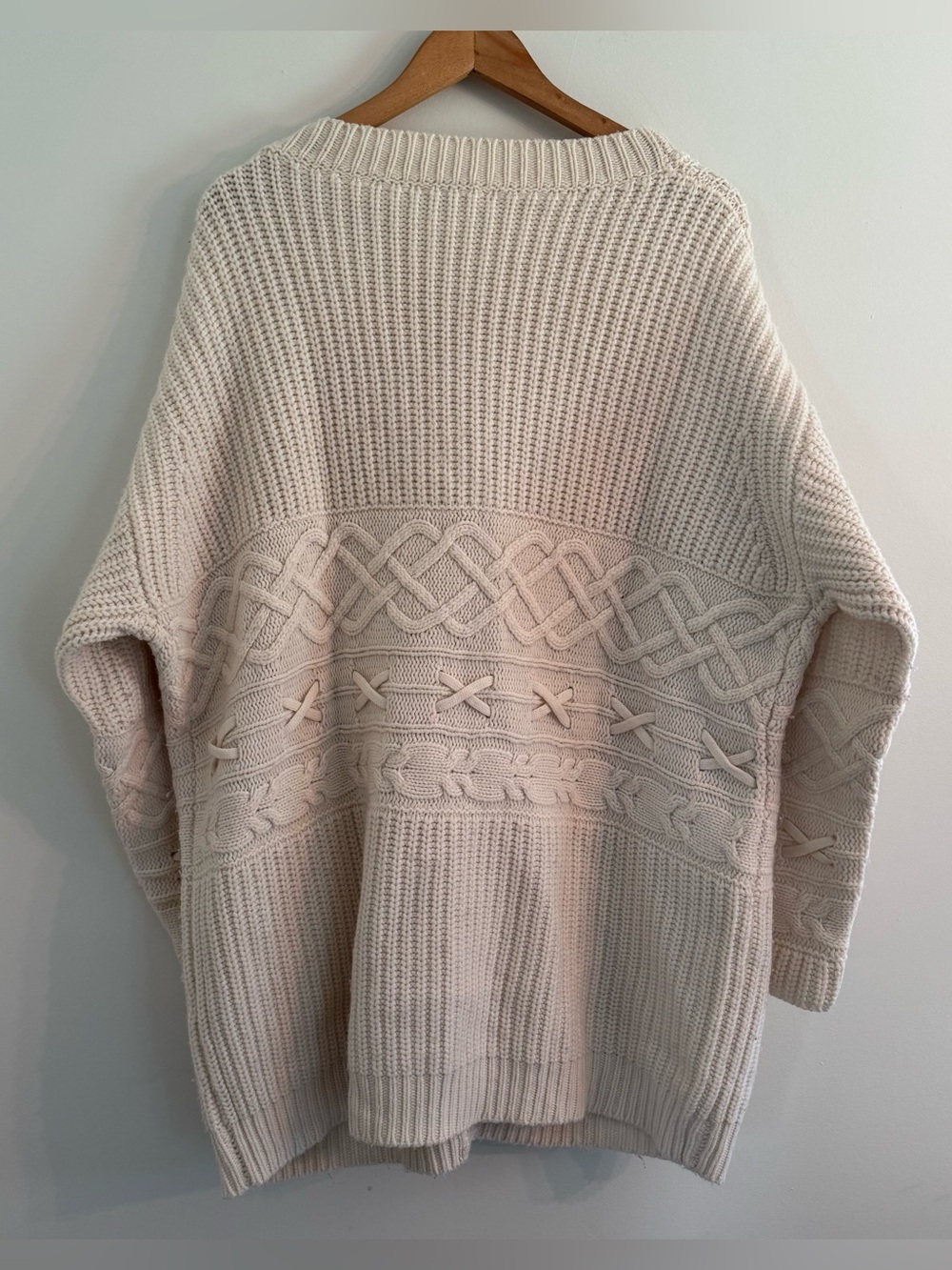 Rag & Bone Conley Cable Knit Wool Cashmere Button-Down Cardigan Ivory Large - Picture 4 of 13